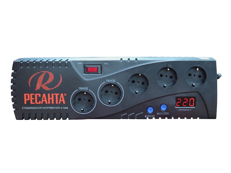 БЫТОВОЙ ОДНОФАЗНЫЙ СТАБИЛИЗАТОР РЕСАНТА С1500