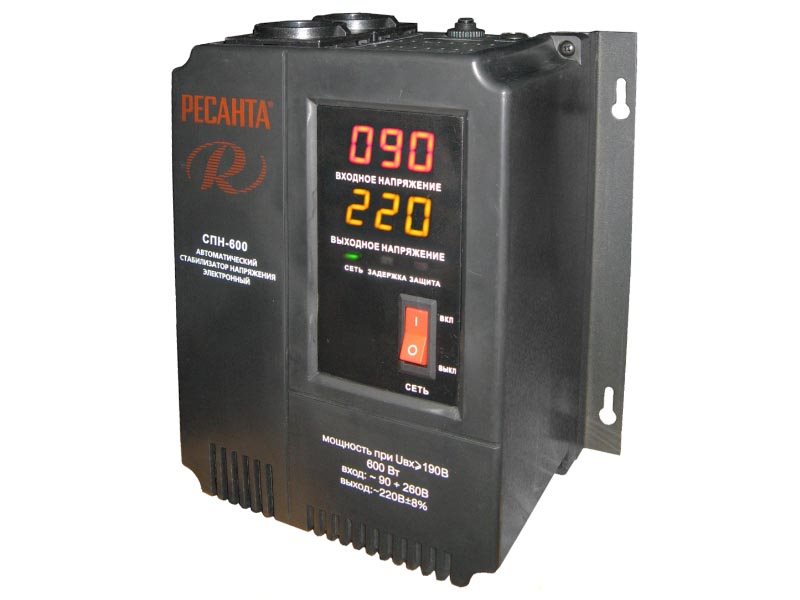 ОДНОФАЗНЫЙ СТАБИЛИЗАТОР ПОНИЖЕННОГО НАПРЯЖЕНИЯ РЕСАНТА СПН-600