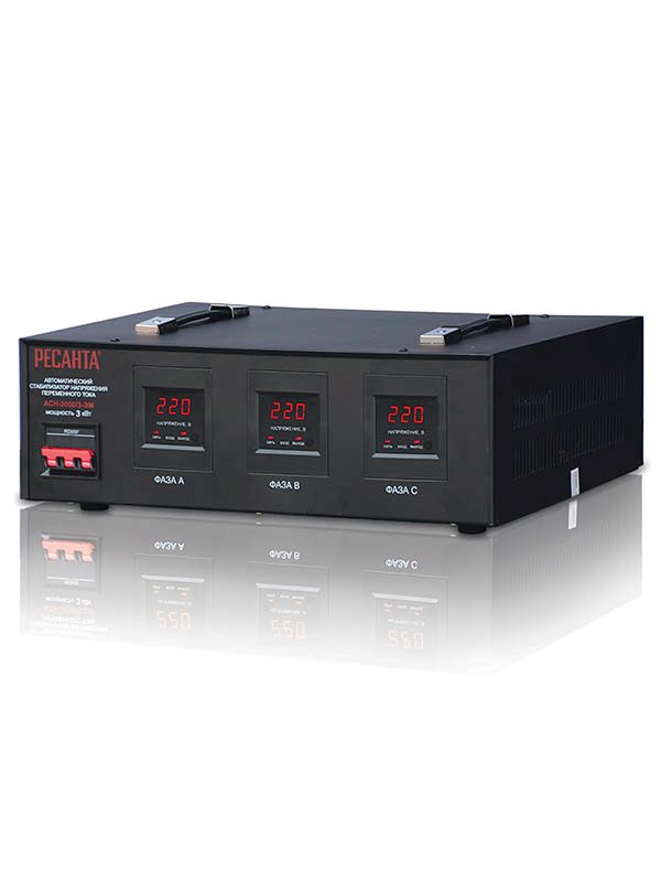 ТРЕХФАЗНЫЙ МЕХАНИЧЕСКИЙ СТАБИЛИЗАТОР РЕСАНТА АСН-3000/3-ЭМ