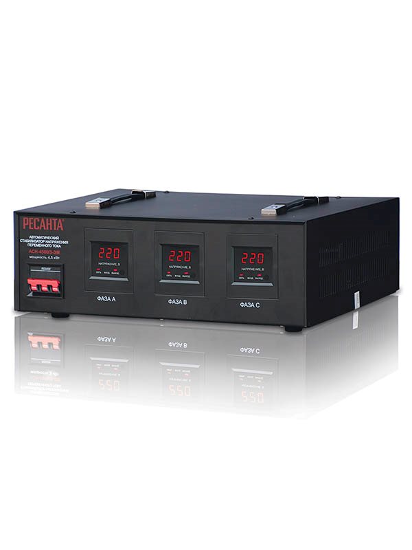 ТРЕХФАЗНЫЙ МЕХАНИЧЕСКИЙ СТАБИЛИЗАТОР РЕСАНТА АСН-4500/3-ЭМ