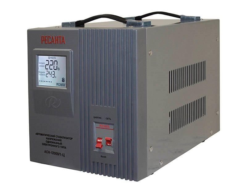 ОДНОФАЗНЫЙ СТАБИЛИЗАТОР РЕСАНТА АСН-12000/1-Ц